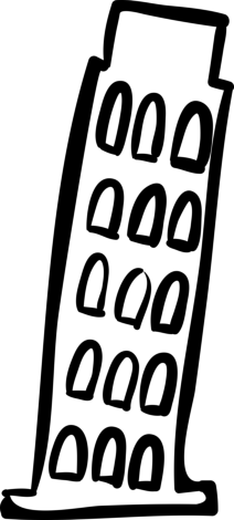 Pisa Tower Building Hand Drawn Outline Stencil Svg Vector, Free Vectors File